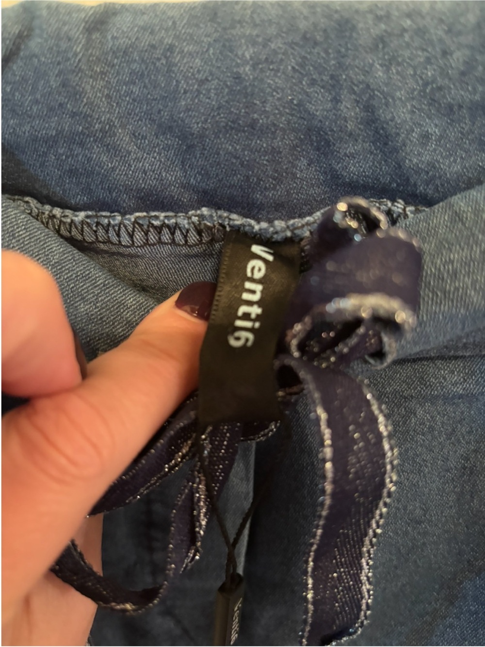 Venti6 Blue Distressed Boyfriend Jeans with Drawstring Waist - Picture 6 of 6